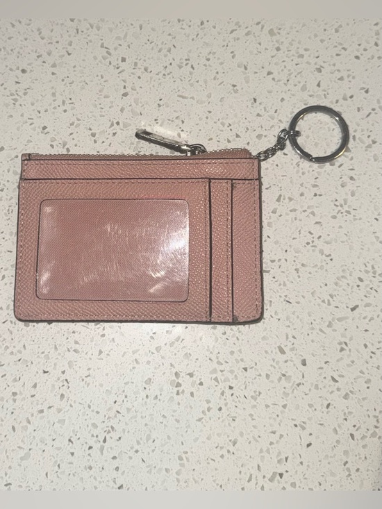Coach Dusty Pink Leather Zip Card Case with Key Ring - Picture 2 of 2